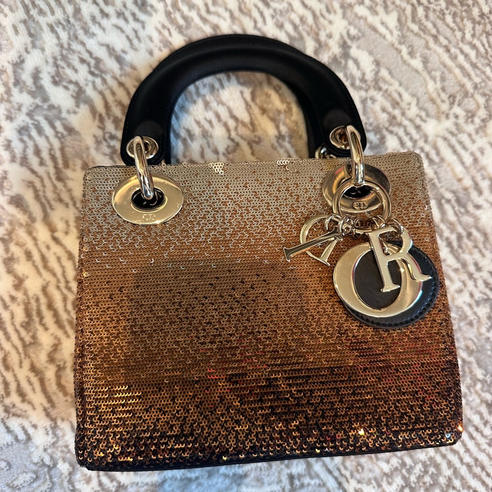 Lady Dior Gold and Bronze Sequin Mini Bag